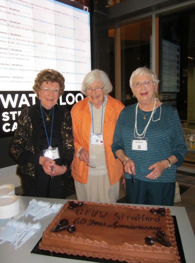 Three Founding Members of CFUW Stratford Club.  CFUW Stratford is celebrating its 60th Anniversary!